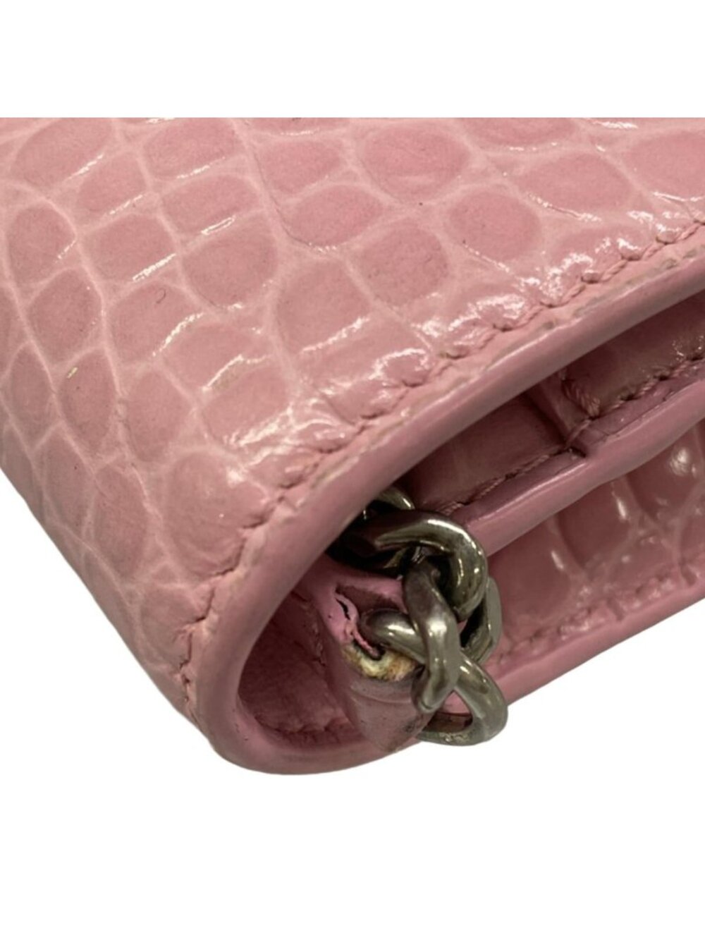 Balenciaga Wallet Hourglass Pink Chain Embossed Leather - Picture 8 of 13